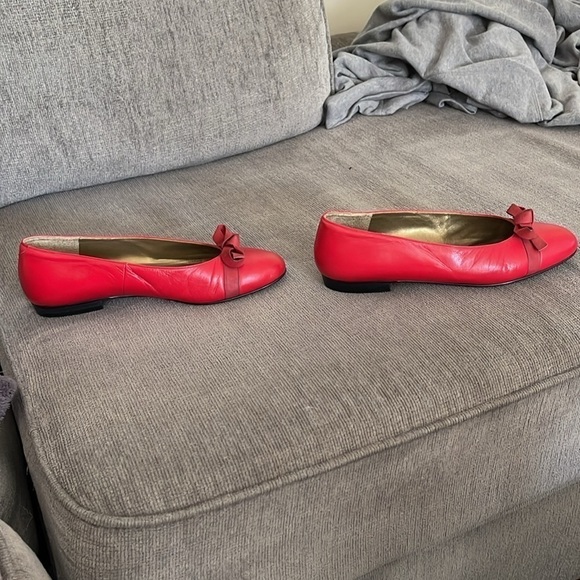 Yves Saint Laurent Vintage Red Ballet Small Heel Flat Size 5 - Picture 9 of 10